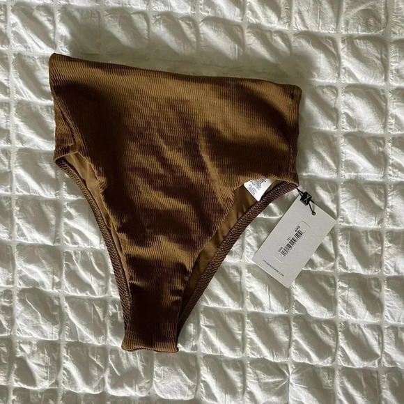 Vitamin A brown ribbed high waisted bikini bottom - Picture 2 of 3